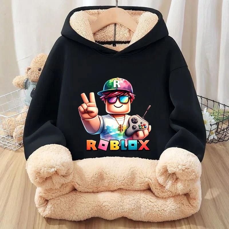 

Roblox Children Hoodies Girl BOY Cartoon Anime Sweatshirt Kid Winter Thickening Warm Pullover Tops Baby Clothes Birthday Gift