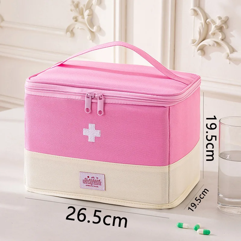 Caja de medicina de mano plegable, bolsa médica de clasificación, a prueba de polvo y humedad, caja de almacenamiento de medicina para el hogar y el viaje