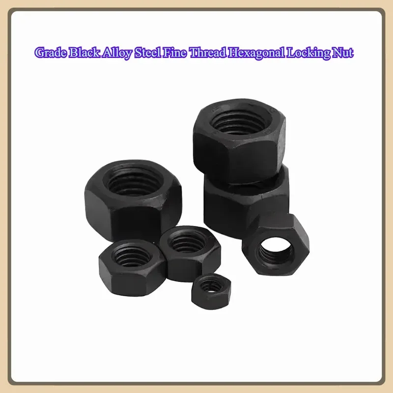 Black Alloy Steel Hex Lock Nut Grade 12.9 Fine Thread M8 M10 M12 M16 M27