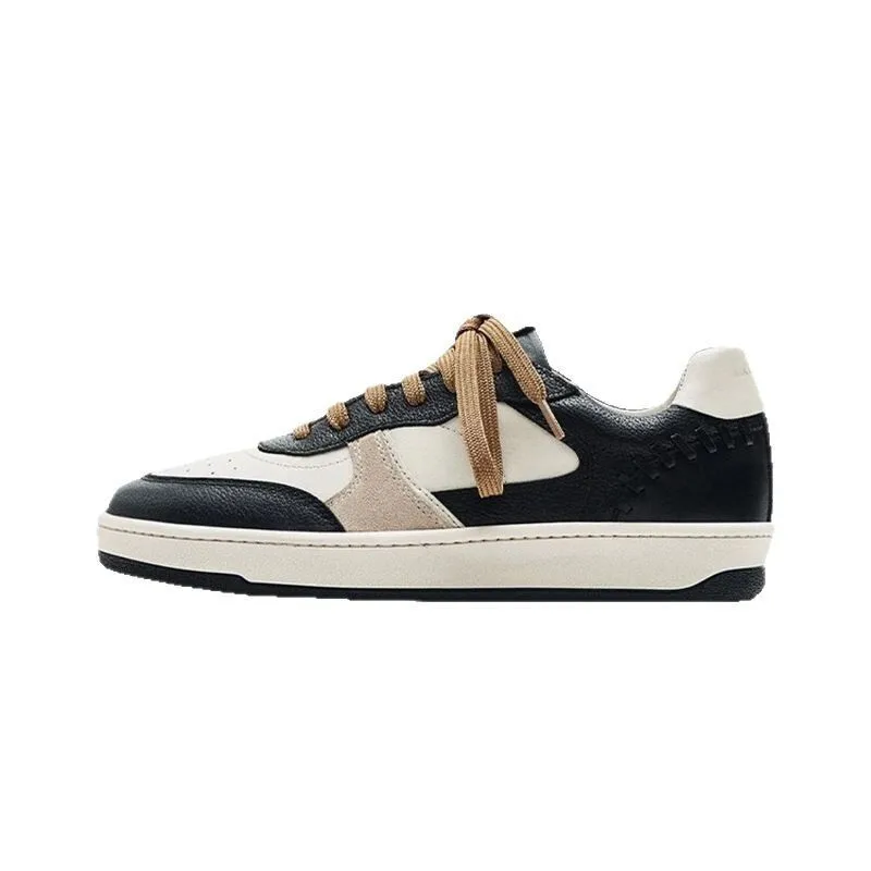 

Withered Minimalist Color Matching Genuine Leather Casual Shoes Women's Flat Shoes Retro Sneakers Versatile Training Shoes Women
