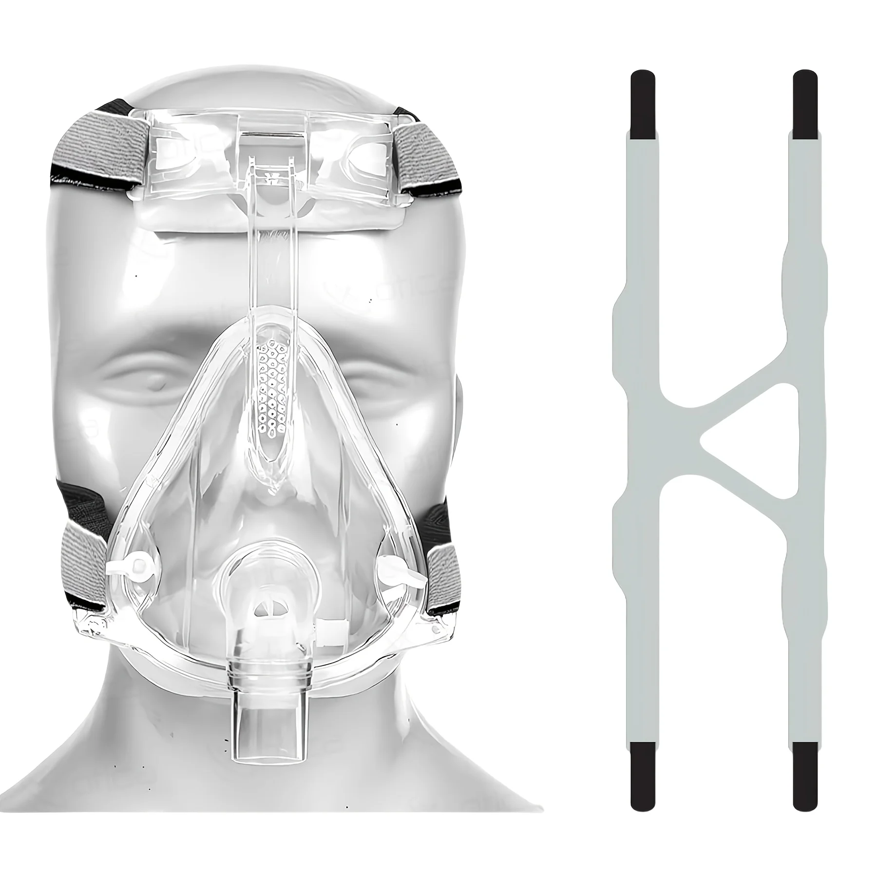 Universal Full Face Mask CPAP Face Nose Masks with Headgear Elbow/Swivel and Cushion (M) Reusable CPAP Supplies