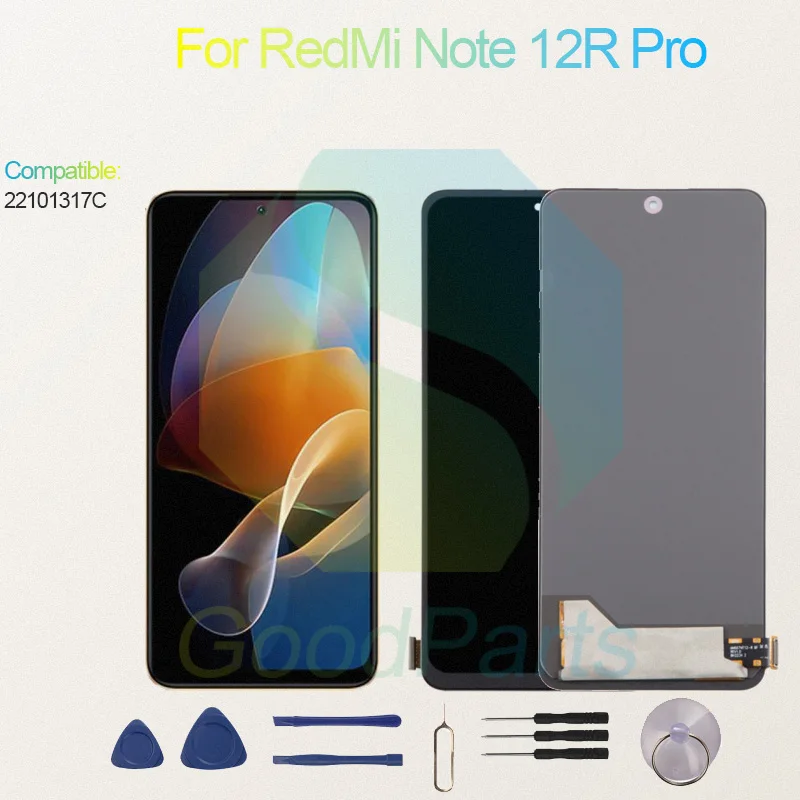 Test Before Ship For RedMi Note 12R Pro Display Touch Screen Digitizer Panel Assembly Lcd Screen 22101317C Note 12R Pro Screen D