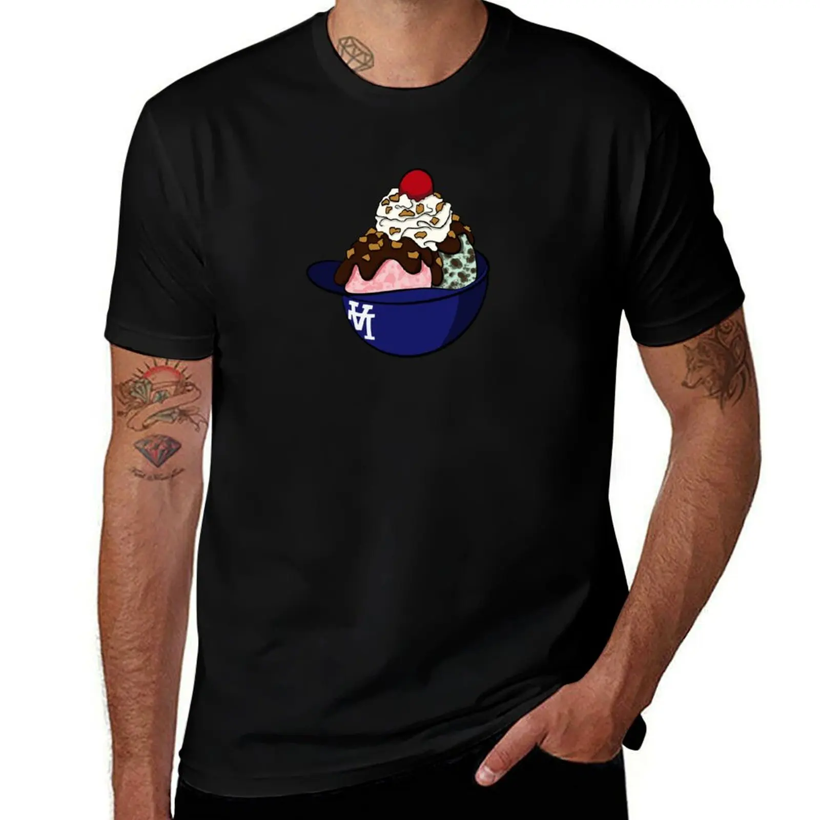 

Los Angeles Sundae Hat T-Shirt Basic Casual Short Sleeve Cotton Shirt