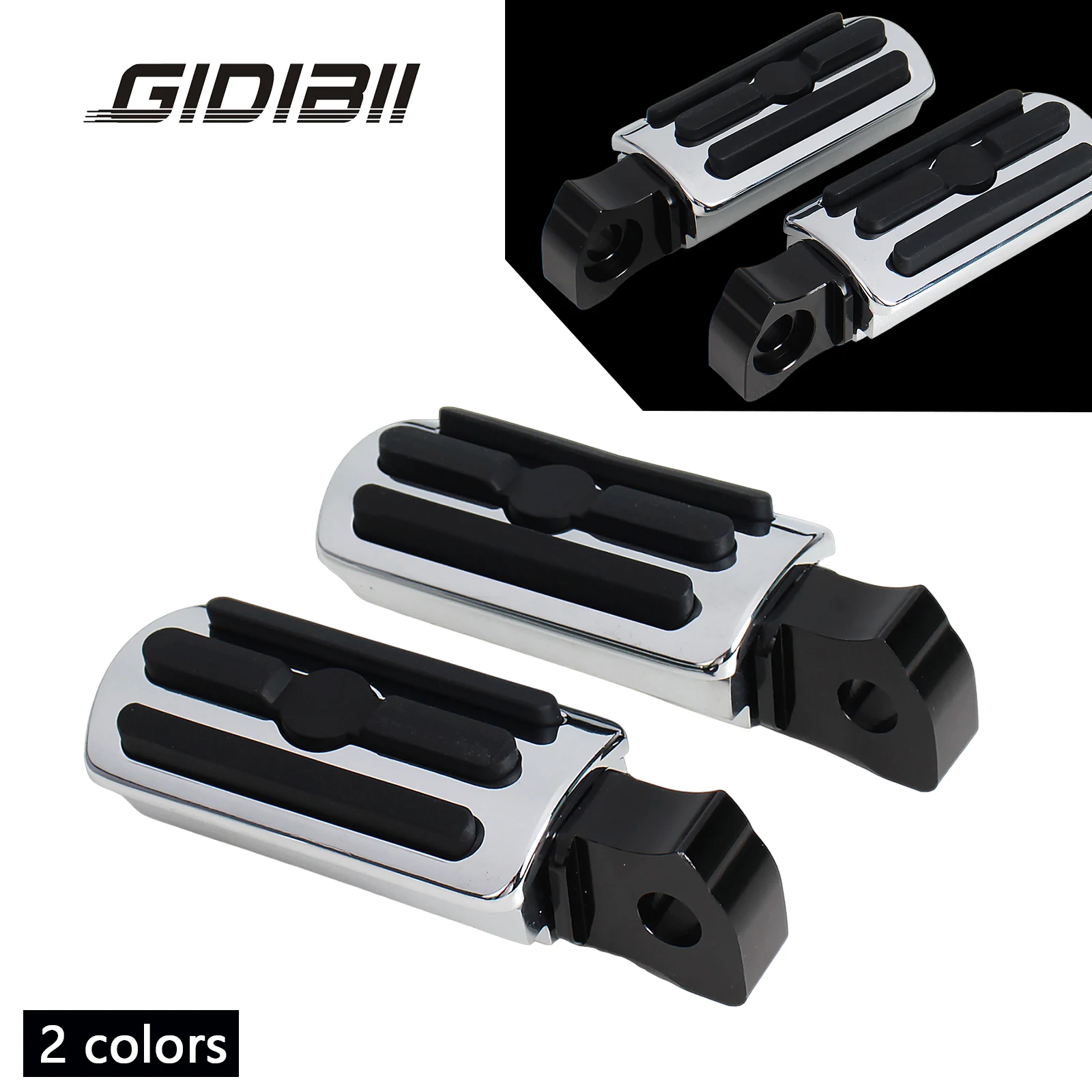 

1 Pair Black/Chrome Front Rider Footpegs Footrest For Honda Gold Wing GL1800 2001-2024 Motorcycle driver foot pedals