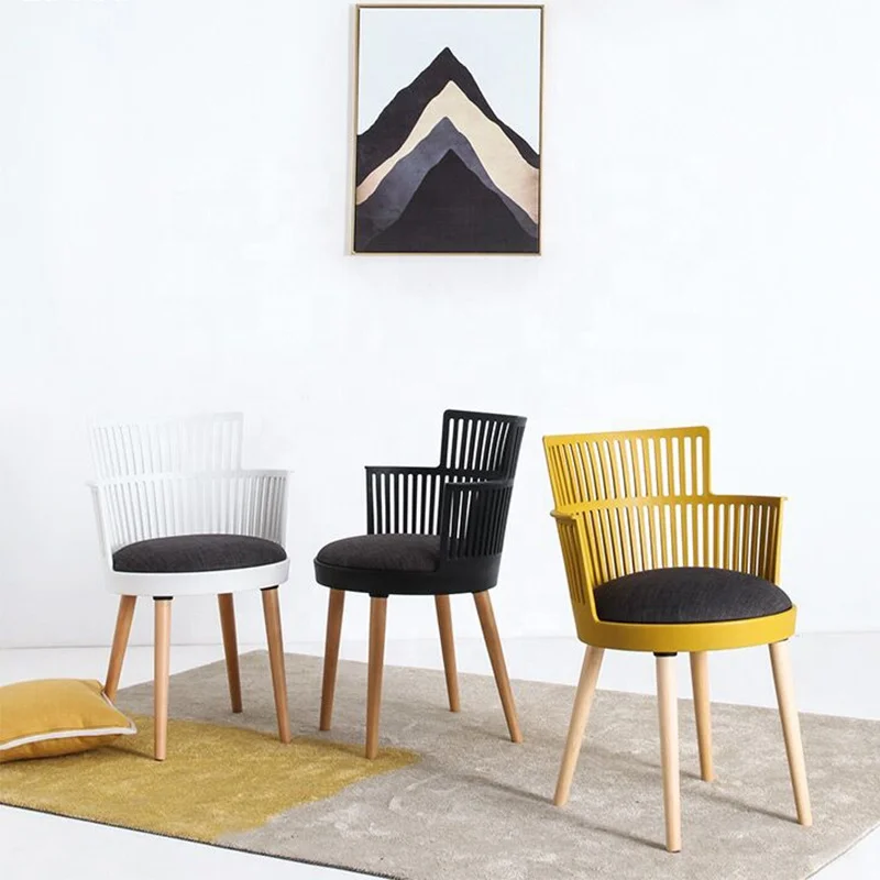 #Modern Commercial Use Plastic Padded Fast Food Cafe Dining Chair With Wood Legs Outdoor & Apartment