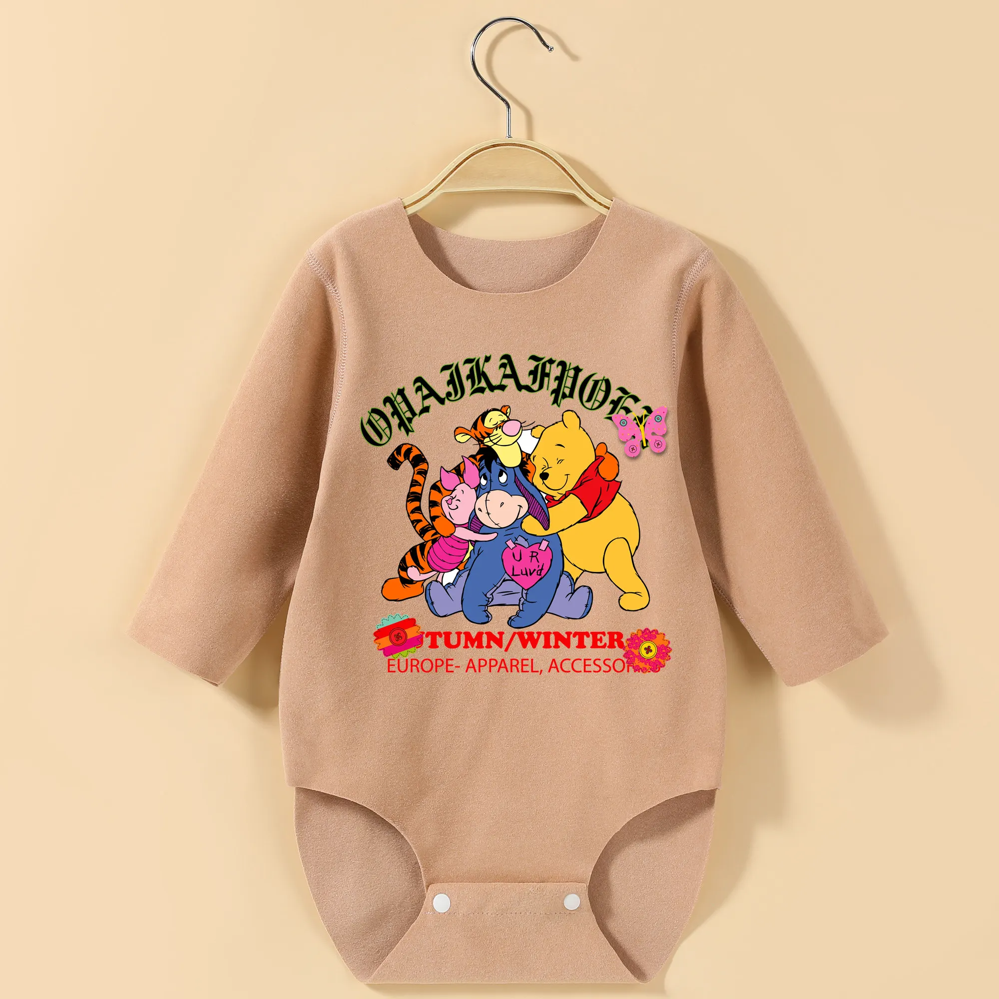 MINISO ويني ذا بوه طويلة الأكمام الطفل ارتداءها نيسيي لارتفاع 60-90 سنتيمتر رائعة رو طباعة ملابس الطفل بذلة مريحة