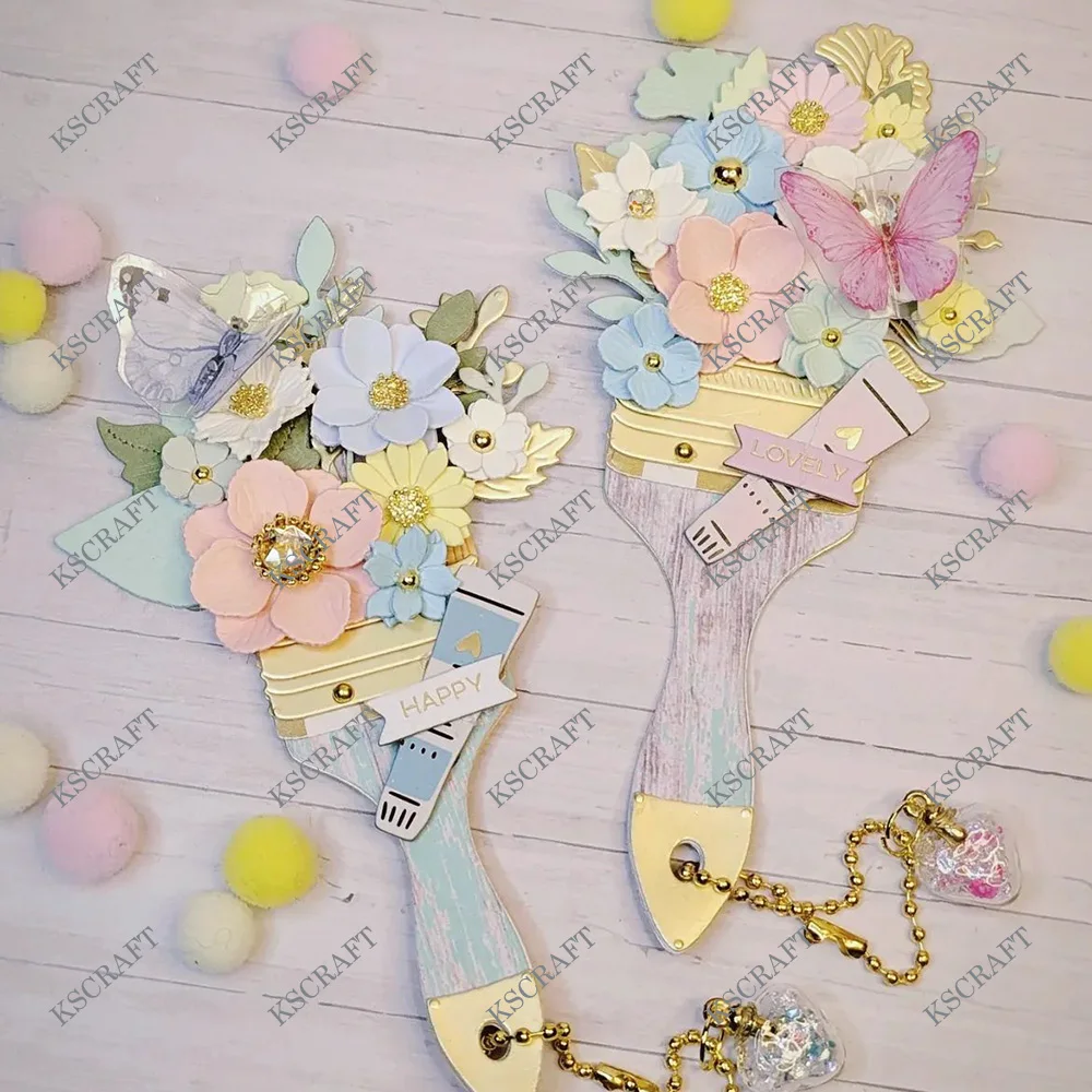 KSCRAFT Flower Paint Brush Cutting Dies Stencils for DIY Scrapbooking Decorative Embossing DIY Paper Cards