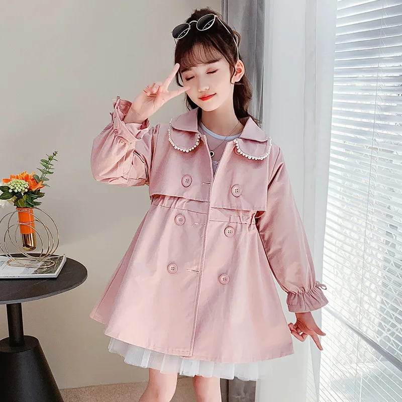 2026 NEW autumn winter Girls clothes Baby jacket pearl coat windbreaker Dresses teenager Kid Princess Christmas 4 10 11 12 year