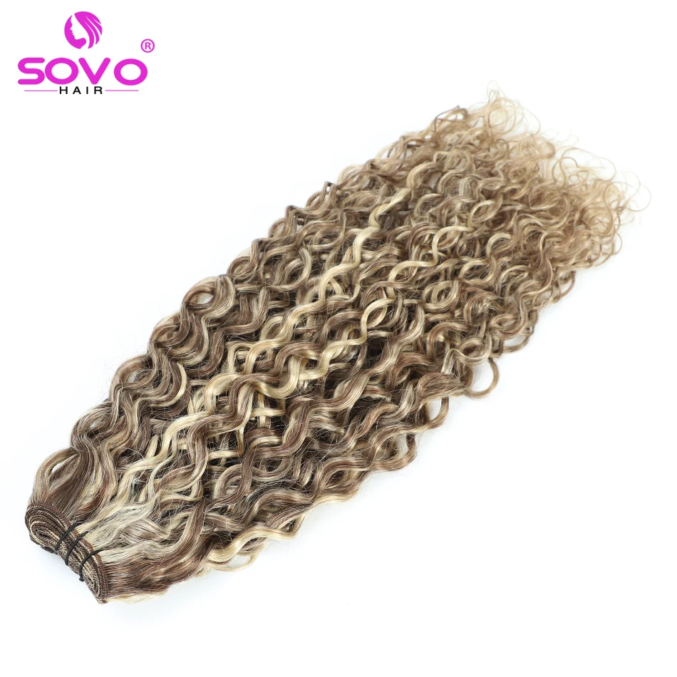 P8A/60 Brazilian Water Wave Blonde Human Hair Extensions Curly Weave Hair Bundles Weft 1PC 100g Piano Color