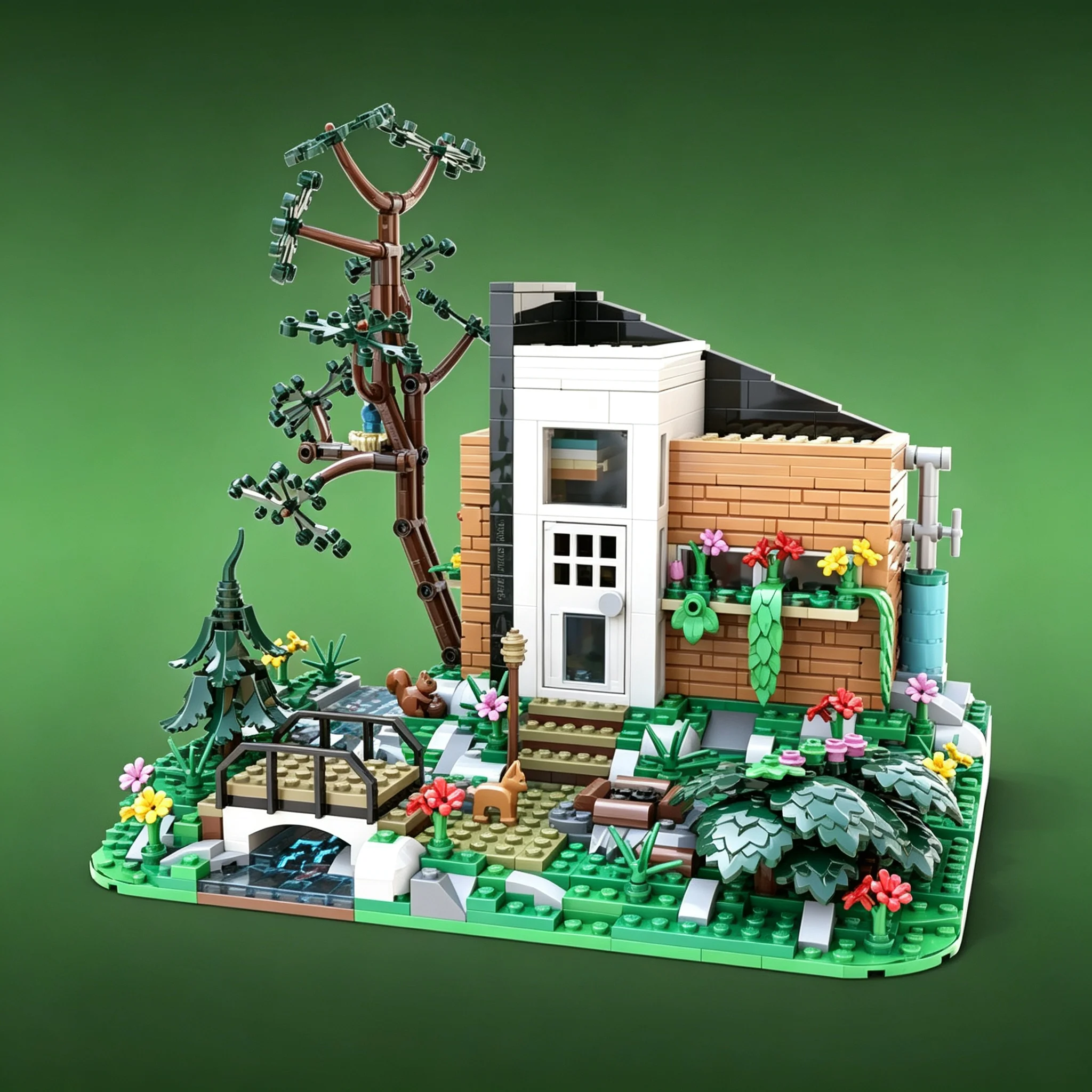 1070pcs MOC Modern Tiny Home Improved Model Building Blocks Toy Art 3D Education Collection Brick Assemble Creative Display