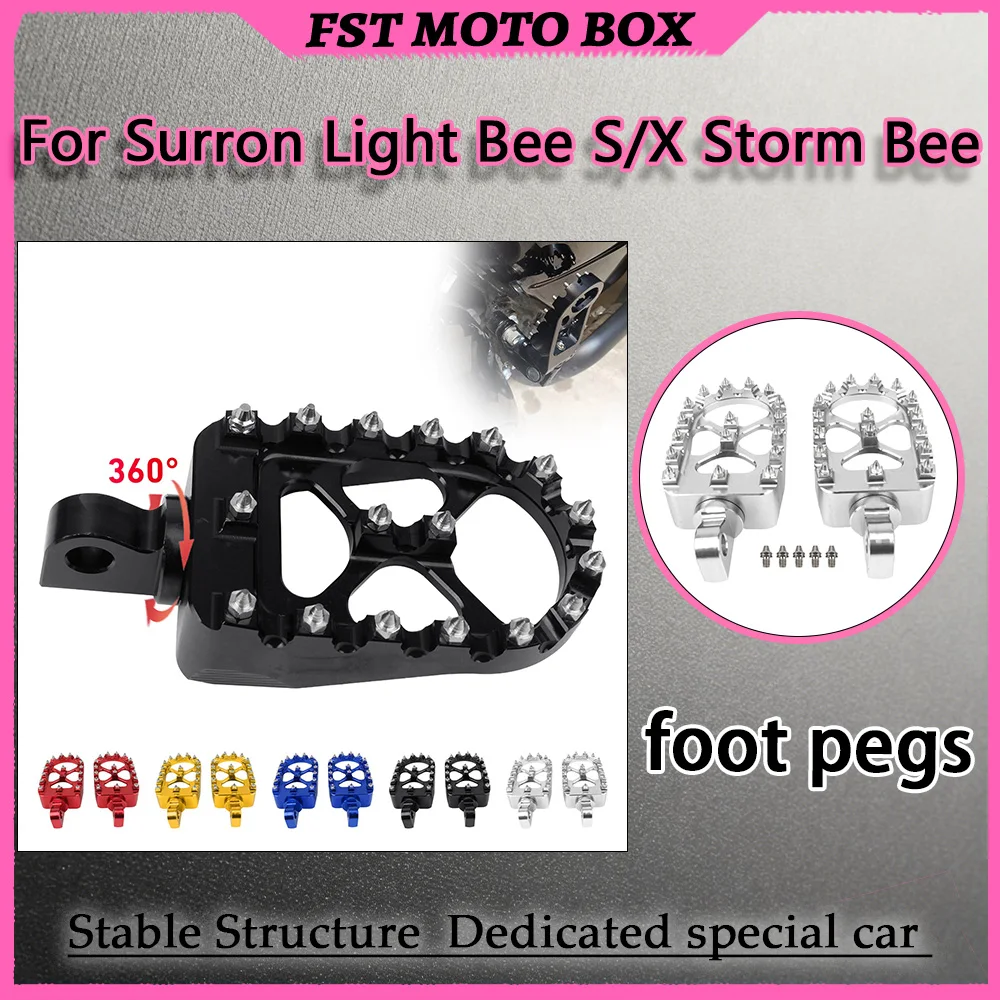 For Surron Light Bee S/X Storm Bee Pedal Upgrade Kit - Widened Foot Pegs Optimized Pedaling Angle Steel Pins Enhanced Comfort