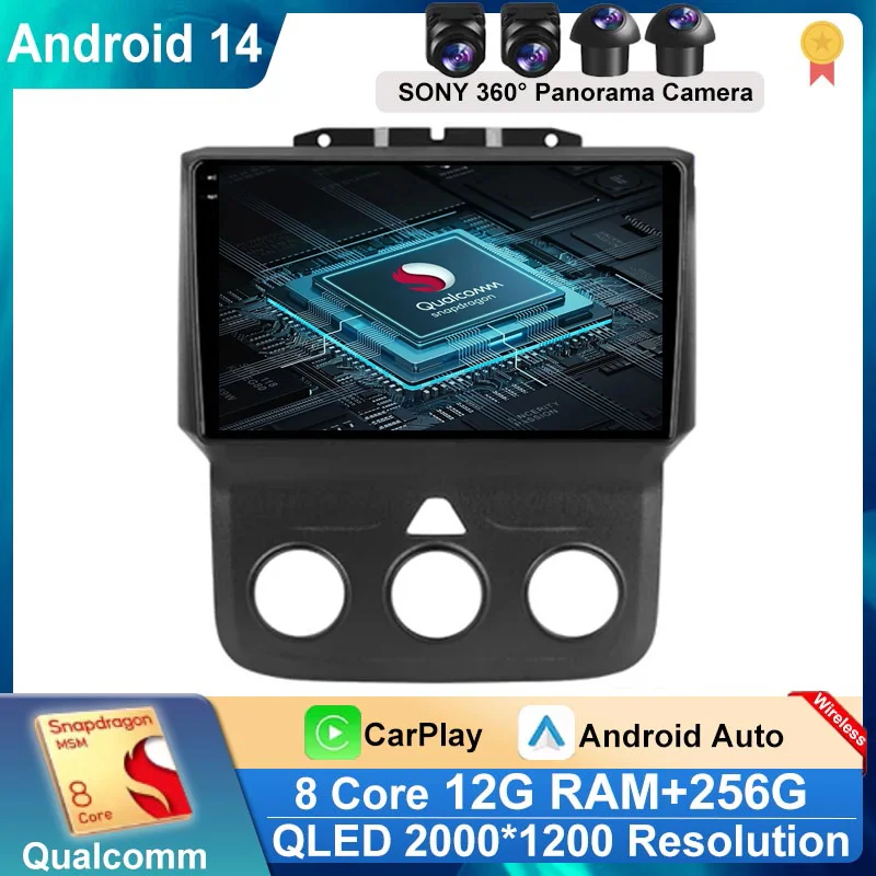 

9 Inch DSP RDS Android 14 Radio Stereo For Dodge Ram 1500 5500 2013 2014-2019 Carplay Multimedia Player 4G LTE Wifi Carplay Auto