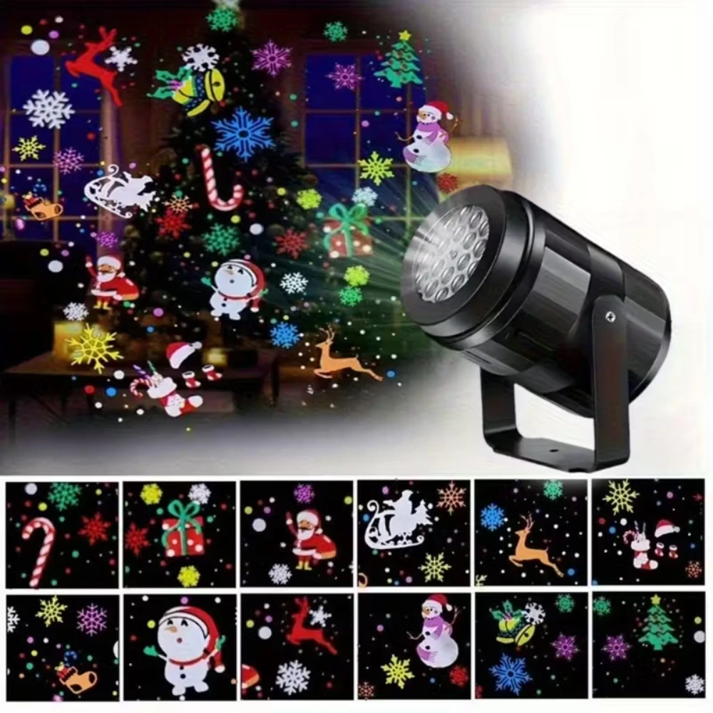 

Светодиодный проектор 16, рождественские элементы, цвет RGB, динамическое вращение, праздник, новогодний проект, рождественское украшение для помещения