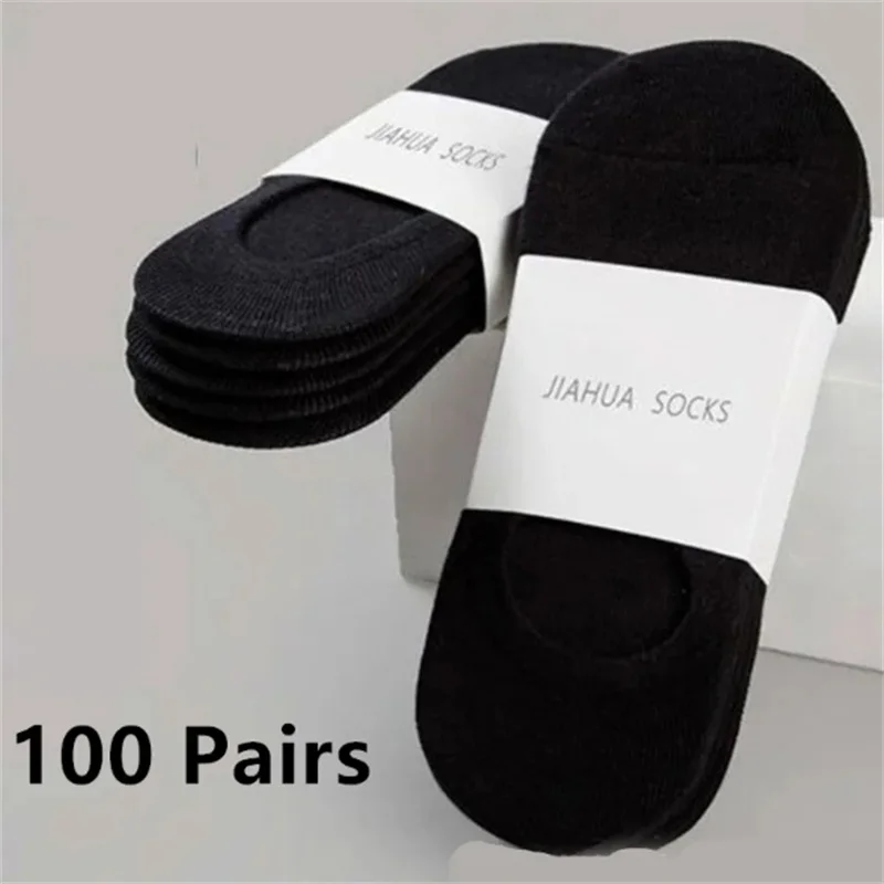 Summer Autumn 50/100 Pairs Men Women Boat Socks Non-slip Silicone Invisible Cotton Socks Male Ankle Sock Slippers Wholesale