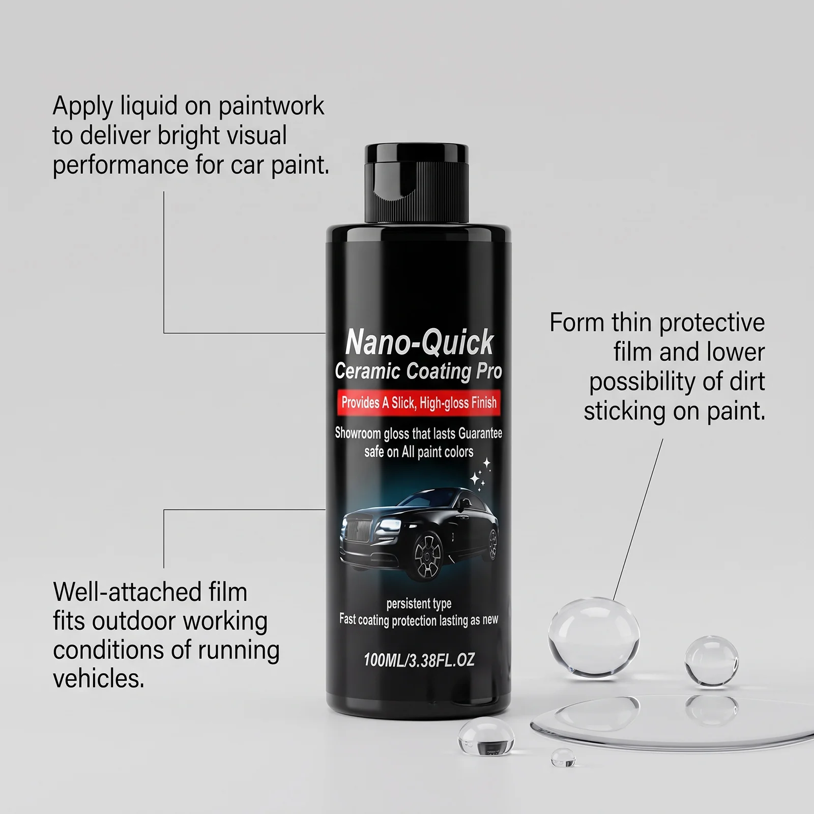 100ML Auto Ceramic Coating Agents Lasting Protect Car Paint Enhance Gloss Rainproof Easy Use Daily Maintain Car Painting Kit