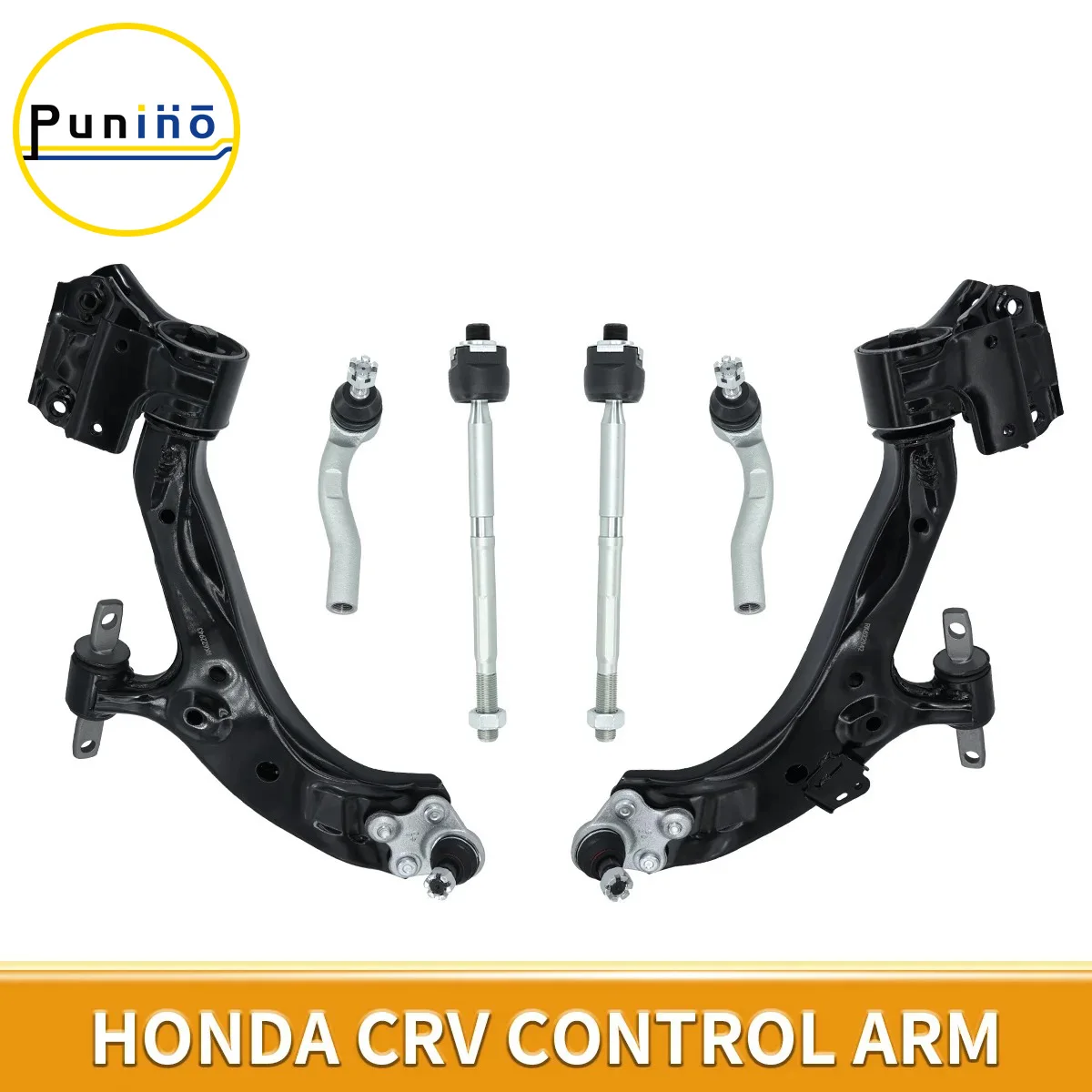 Punino 6pcs Front Lower Suspension Kit Control Arms with Ball Joints Inner and Outer Tie Rods Set for Honda CR-V 2015 2016