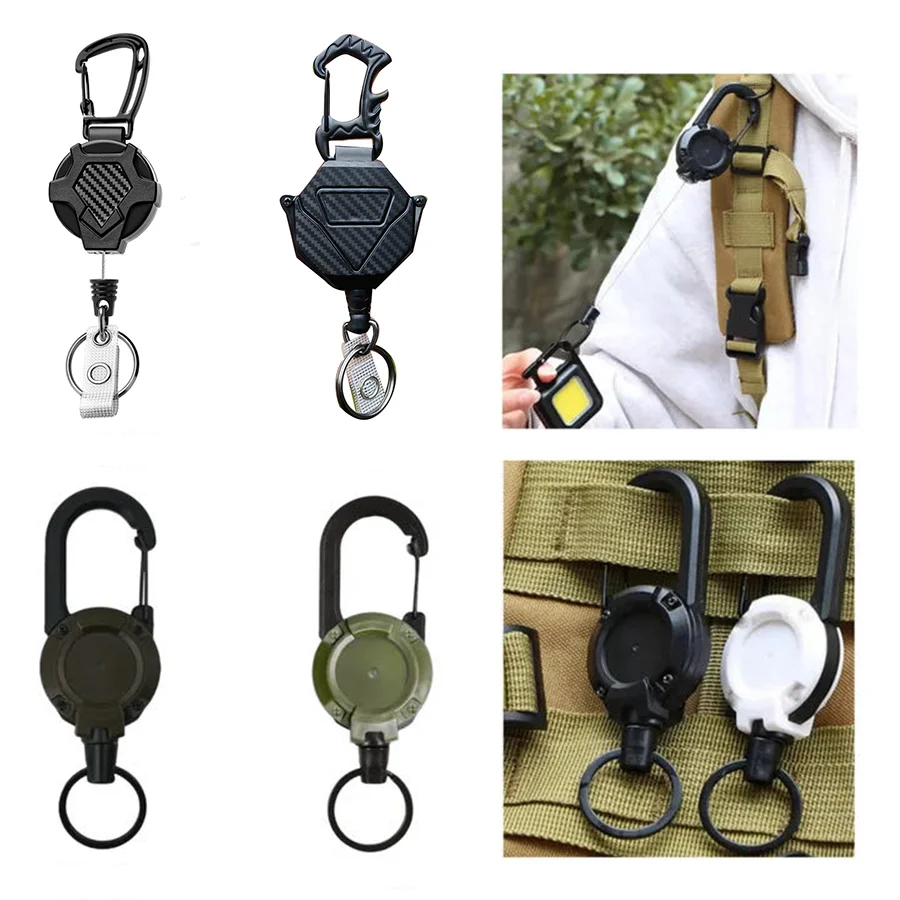 

2 Pcs Automatic Retractable Wire Rope Antitheft Easy-to-pull Buckle Rope Elastic Keychain Sporty Retractable Key Ring Anti Lost