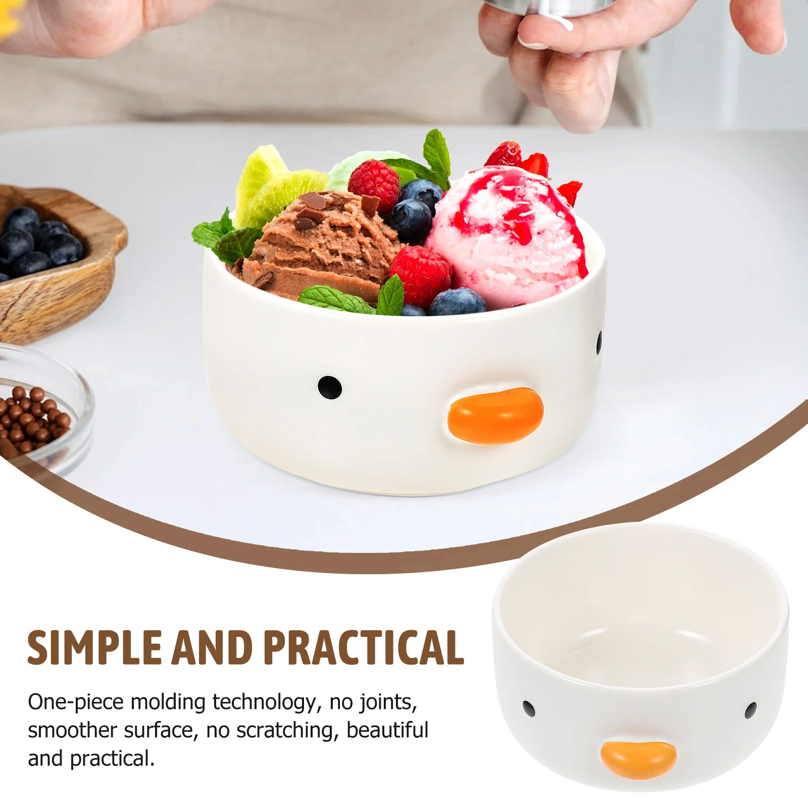 

Cute Chicken Dessert Bowl Ceramic Food Plate Kawaii Chick Design Household Bowls 1PC Smooth Multi Function Decorative