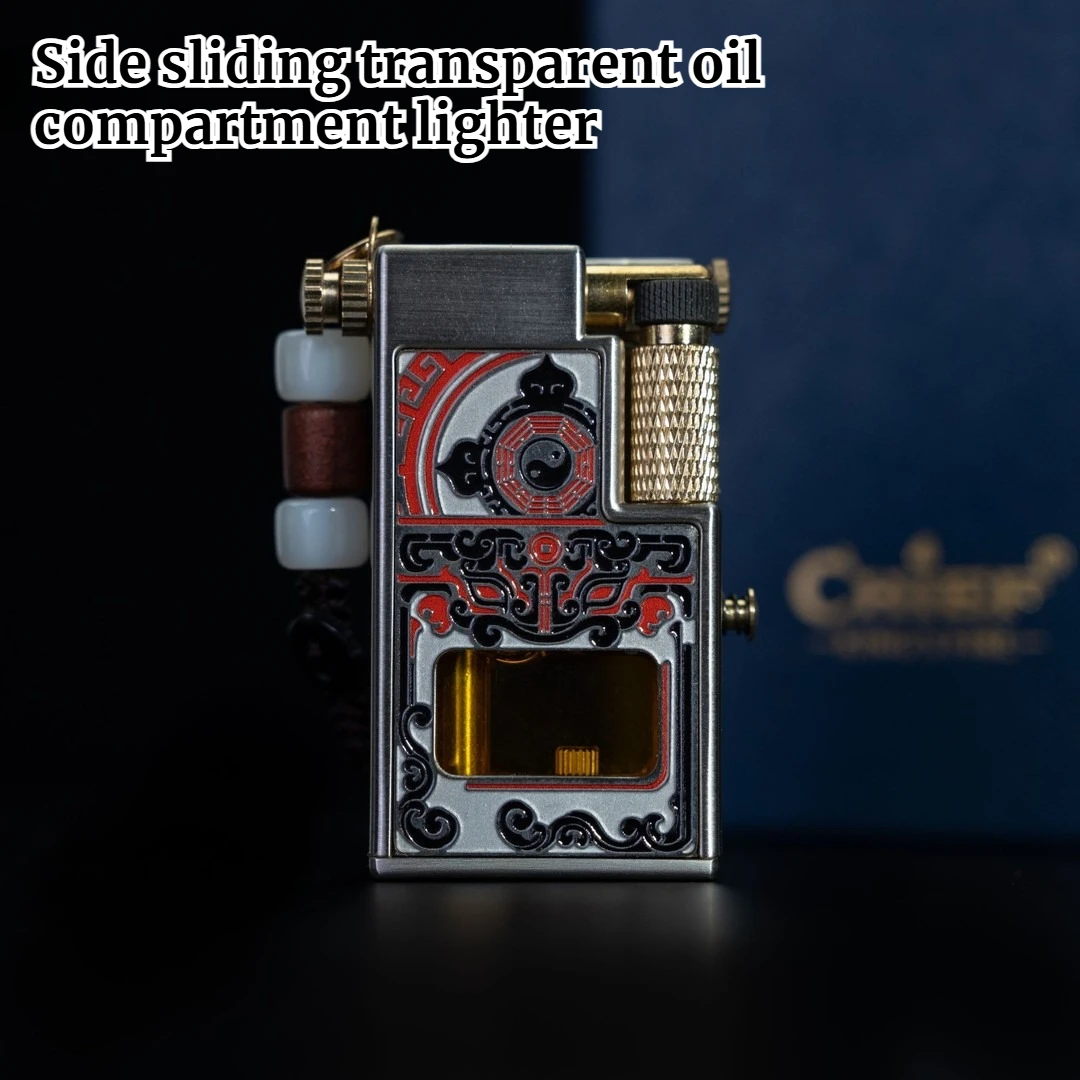 New Upgraded Version of Creative Arm Lift Side Sliding Transparent Compartment Fire Machine High-end Gift Cigarette Accessories