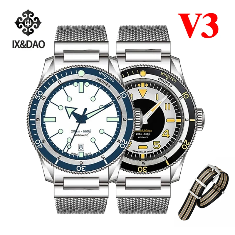 IPOSE IX&DAO 5303 Watch For Men PT5000 Movement Automatic Mechanical GMT Sport Retro Diving Casual Dress 200m Waterproof Watches