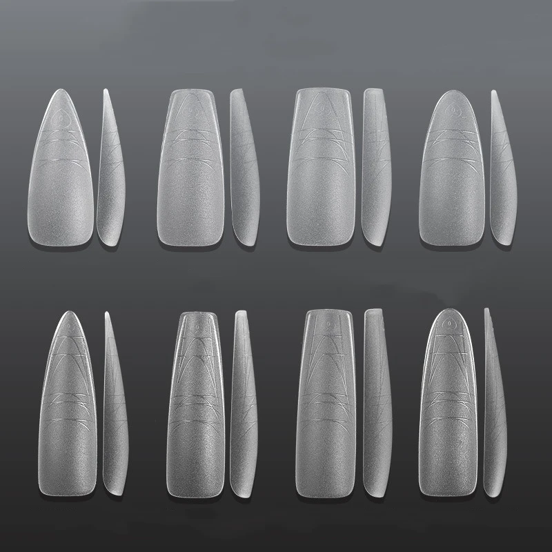 

30pcs/bag Matte Nail Tips With Guide Lines Full Cover Frosted False Nails Long Coffin Almond Square Fake Nail Extension Tip