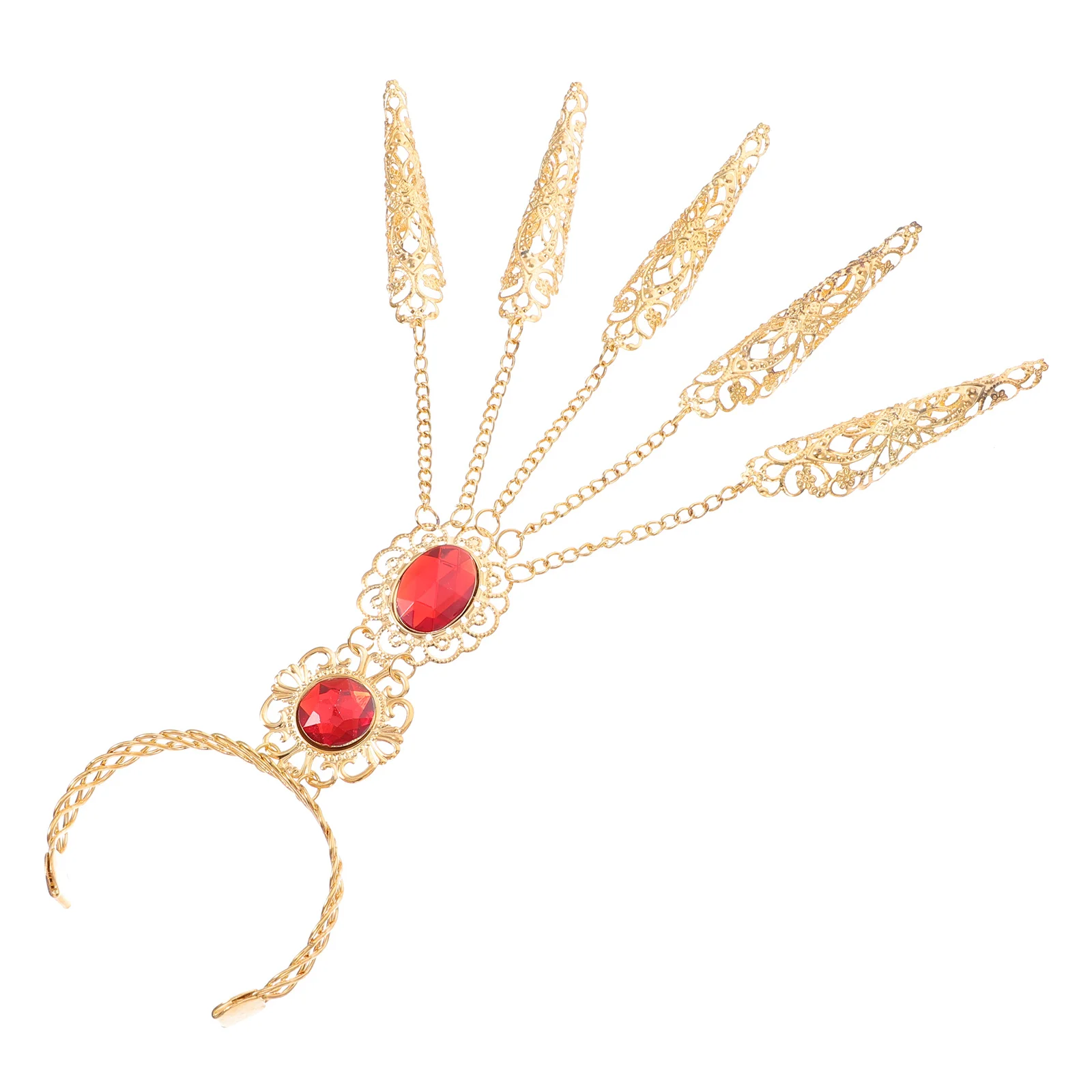 2 szt. Nakładki na paznokcie w kształcie pazurów, złote, ażurowe, ze stopu odpornego na rdzę, na Halloween, karnawał, taniec, scenę.