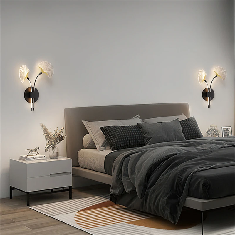 Bedroom bedside wall lamp Nordic creative personality home room lamp Modern simple and luxurious TV background wall lamp