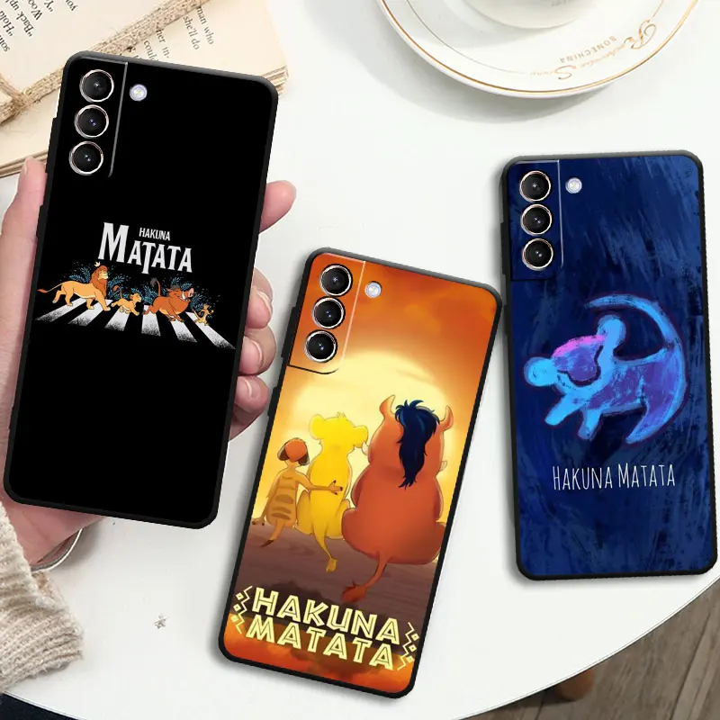 Lion King Hakuna Matata Case For Samsung Galaxy S23 S20 FE S22 Ultra S21 Plus S20 S10 Lite S9 S8 S7 S10e Black Soft Phone Cover