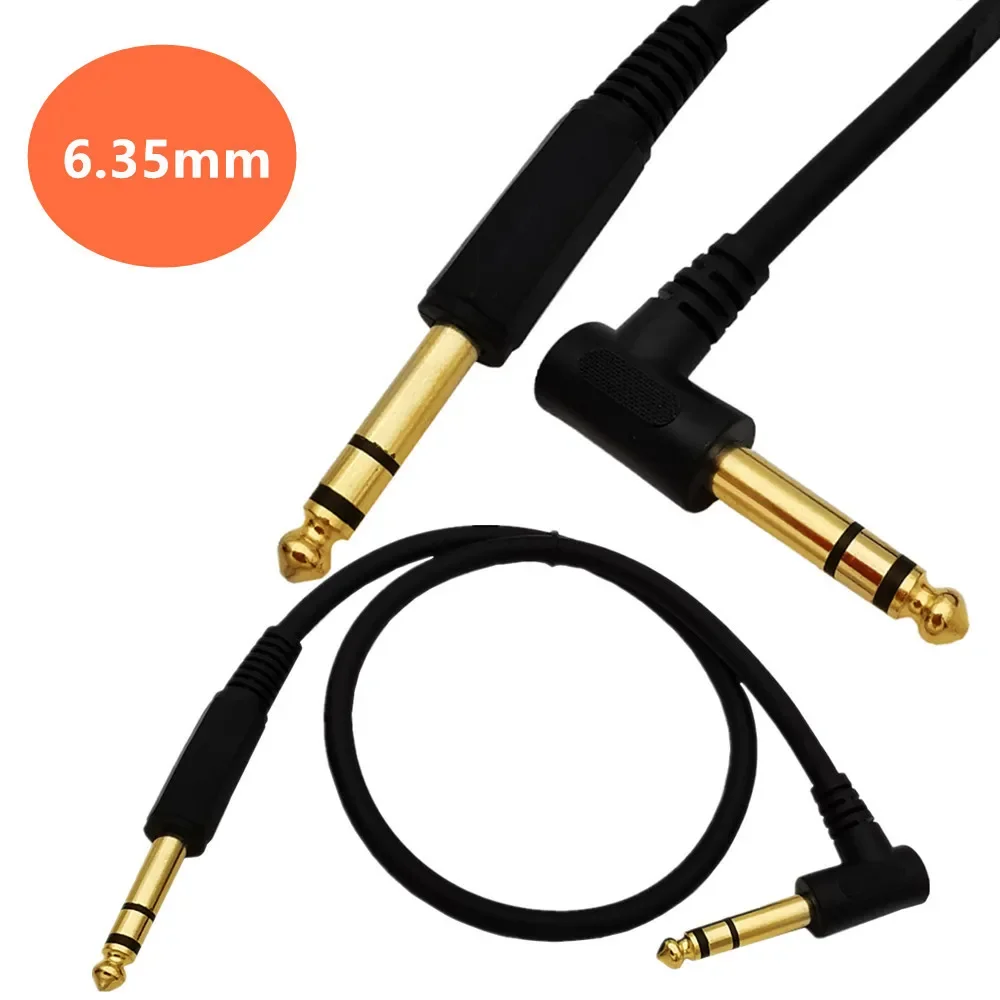 6.35mm 1/4 Inch TRS Instrument Cable Right-Angle to Straight Stereo Audio Cord Balanced Interconnect for Guitar Amplifier