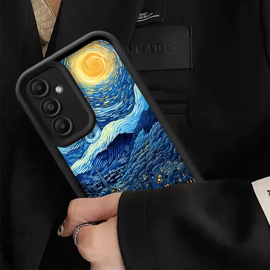 حافظة لهاتف سامسونج جالاكسي A36 A56 A14 A34 A32 A26 A24 A16 A23 A33 غلاف ناعم A13 A12 A22 فان جوخ السماء المرصعة بالنجوم