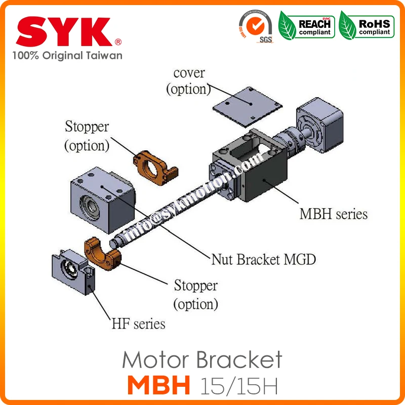 SYK Taiwan Professional Motor Bracket Support Unit Ball Screw Housing MBH15-D/DP/E/EP Stepper Servo Motor FK15 Coupler CNC Parts