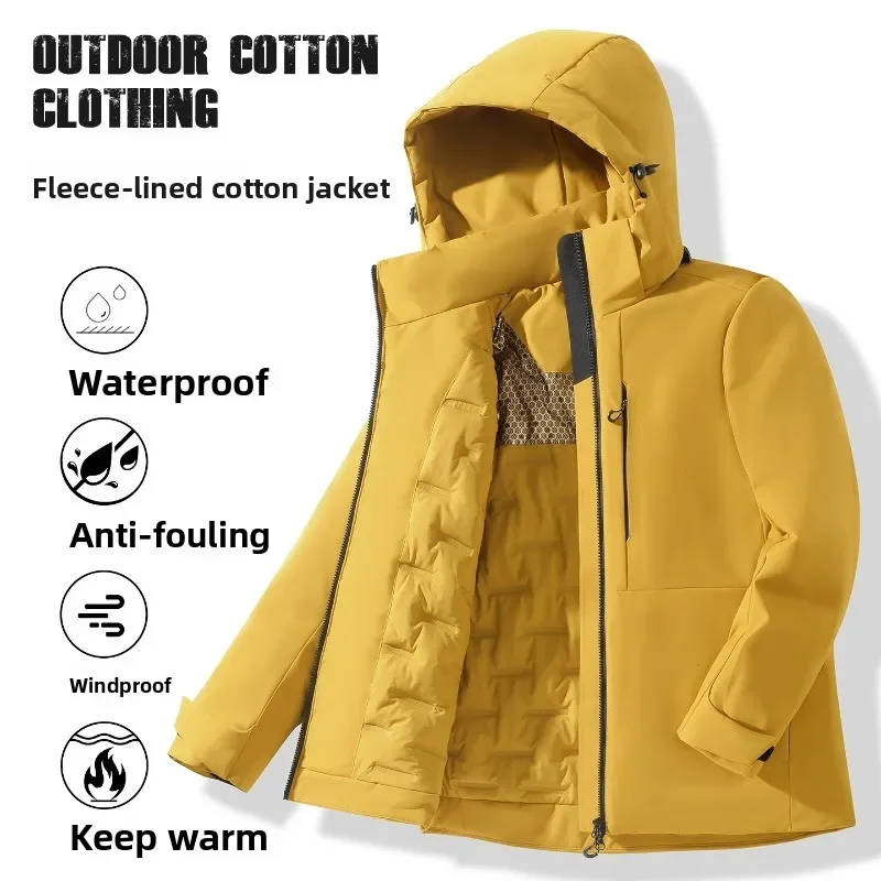 

Unisex Waterproof Fleece Jacket Winter Thickened Windproof Thermal Windbreaker Men Women Hiking Camping Skiing Climbing Raincoat