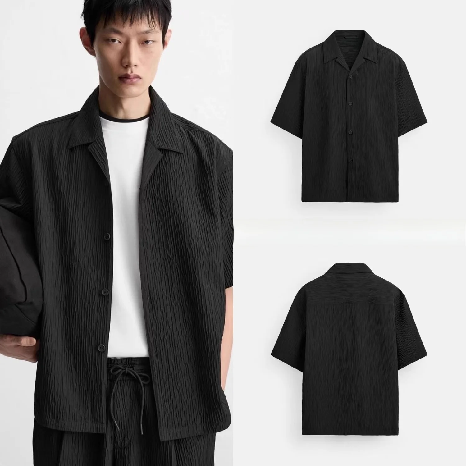 

Мужская рубашка свободного кроя с коротким рукавом, весна 2025, модный городской стиль, молодежная повседневная, простой дизайн, разноцветная, на пуговицах