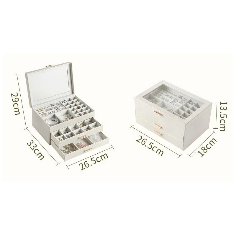 ยุโรปลิ้นชักประเภทแต่งหน้ากล่องโต๊ะเครื่องแป้งสวิทช์แม่เหล็กแยกตารางเครื่องประดับสร้อยคอแขวน Rack