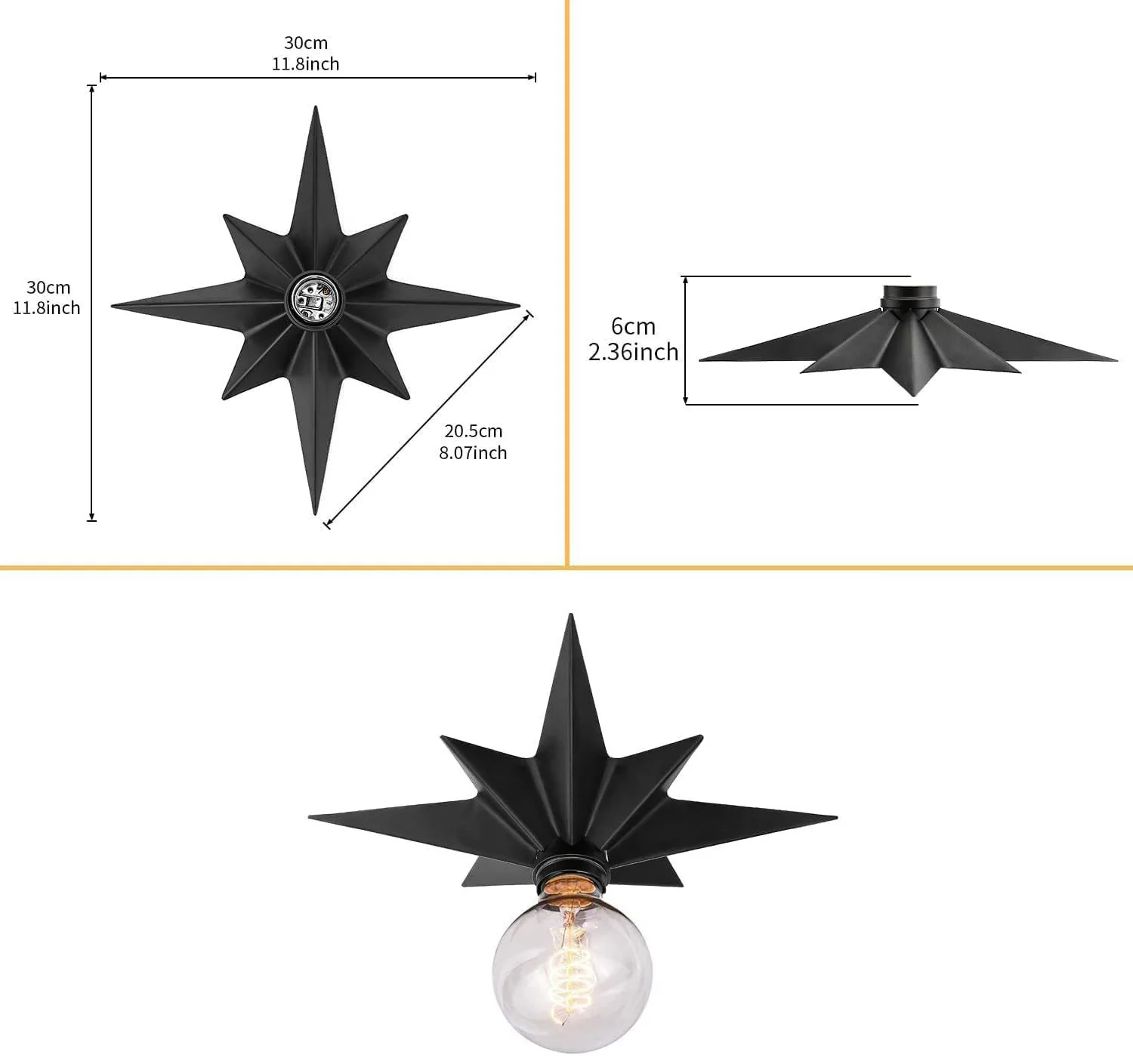 Imagem -04 - Luz de Teto Criativa com Cor Dupla Luminárias Led E27 Star Opcional para Sala de Estar Cozinha Corredor Sala de Jantar