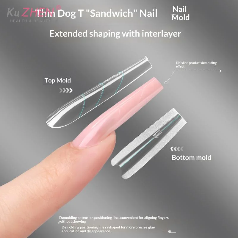 180/240 Stück Sandwich Dual Nail Forms Elliptisches Trapez Transparente Extensions-Dual Forms Oben Unten Form Lange DIY Nail Art Formen