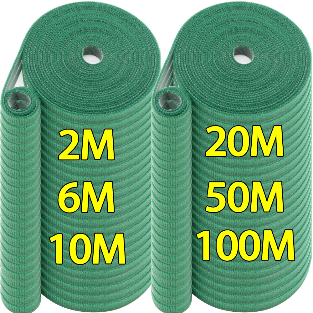 100/2M Garden Twine Plant Ties Nylon Plant Bandage Home Garden Hook Loop Bamboo Cane Wrap Support Garden Accessories Cable Clips