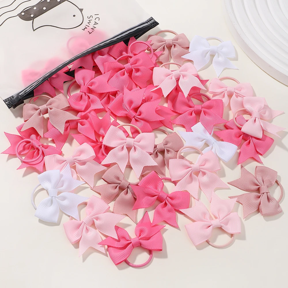 

20/30/40 шт., мини-лента с бантом, резинка для волос для маленьких девочек, банты ручной работы, резинки для волос, косичка, аксессуары для волос в рубчик