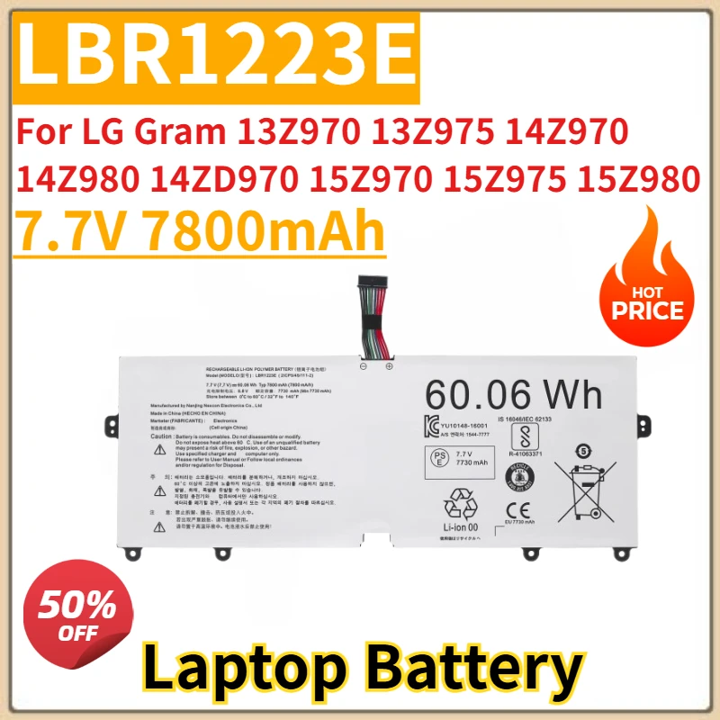 

Новая сменная батарея для ноутбука 7,7 В 7800 мАч LBR1223E для LG Gram 13Z970 13Z975 14Z970 14Z980 14ZD970 15Z970 15Z975 15Z980