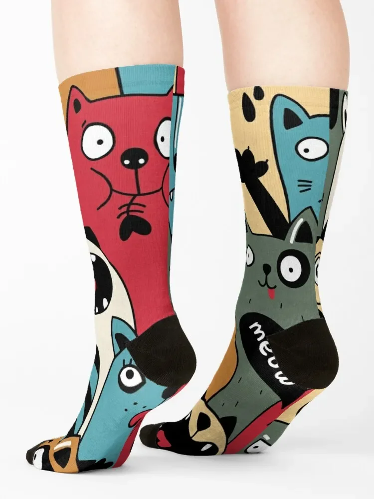 Chaussettes à motif de chat Dumb Meow pour hommes et femmes, marque de créateur, nouveau