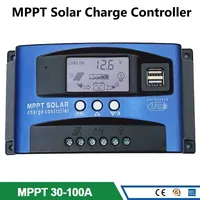 30/40/50/60/100A MPPT Solar Controller PWM Battery Charger 12V 24V Auto LCD Display Dual USB 5V Output Solar Battery Regulator