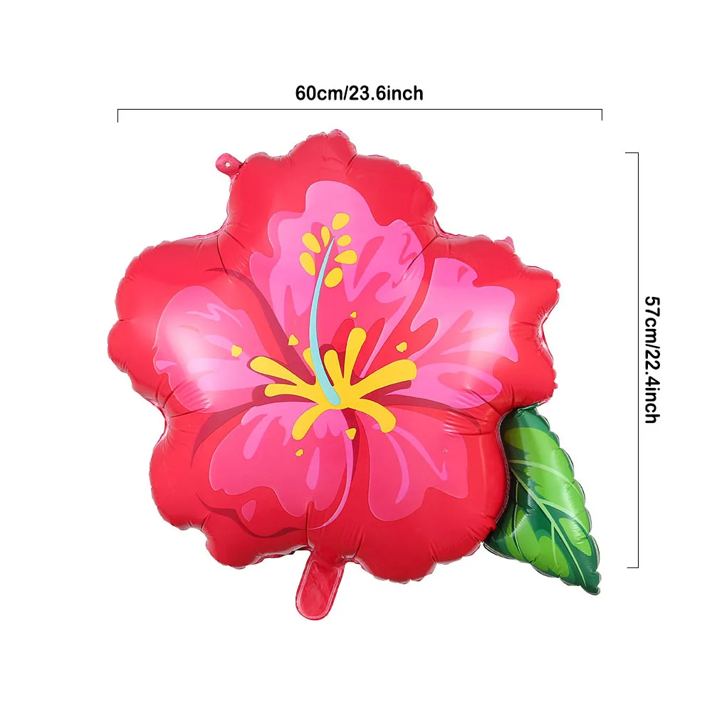 1/2 Stück Sommer-Hibiskus-Blumenballons, roter Hibiskus-Blumen-Folienballon, hawaiianische Geburtstags- und Hochzeitsparty-Dekoration, Baby-Shower-Zubehör – Detail 8