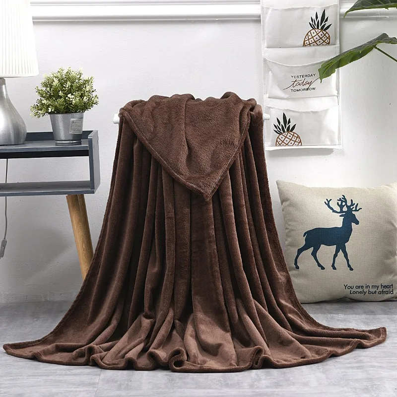 2026 Spring Coral Fleece Flannel Blanket Large Size Soft Warm Thin Blue Pink Bedspread Sofa Cover Cozy for Bedroom Living Room