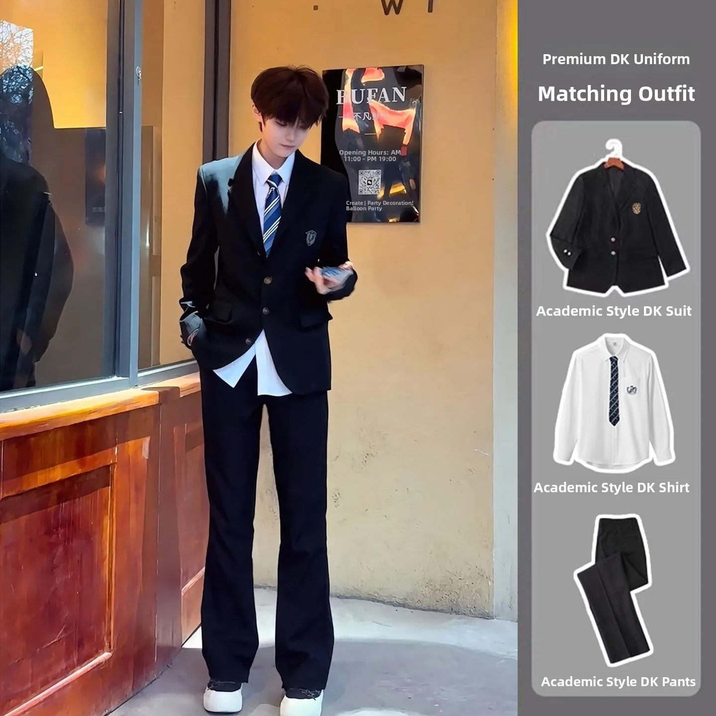 School Uniform Style Men's Suit Set Teenage High School Student Formal Wear Korean Version JK Westwear Moisture Wicking Windp...