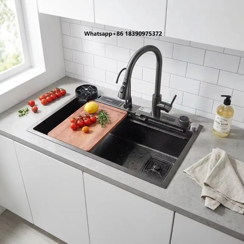 Complete 304 Stainless Steel Kitchen Sink Set - Large Integrated Single Bowl with Accessories, Modern & Durable for Home