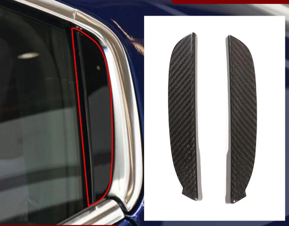 2PCS Car Real Dry Carbon Fiber Rear Door Window C-Pillars Trim Cover Decorative Sticker Panel For Maserati Ghibli 2014-2021