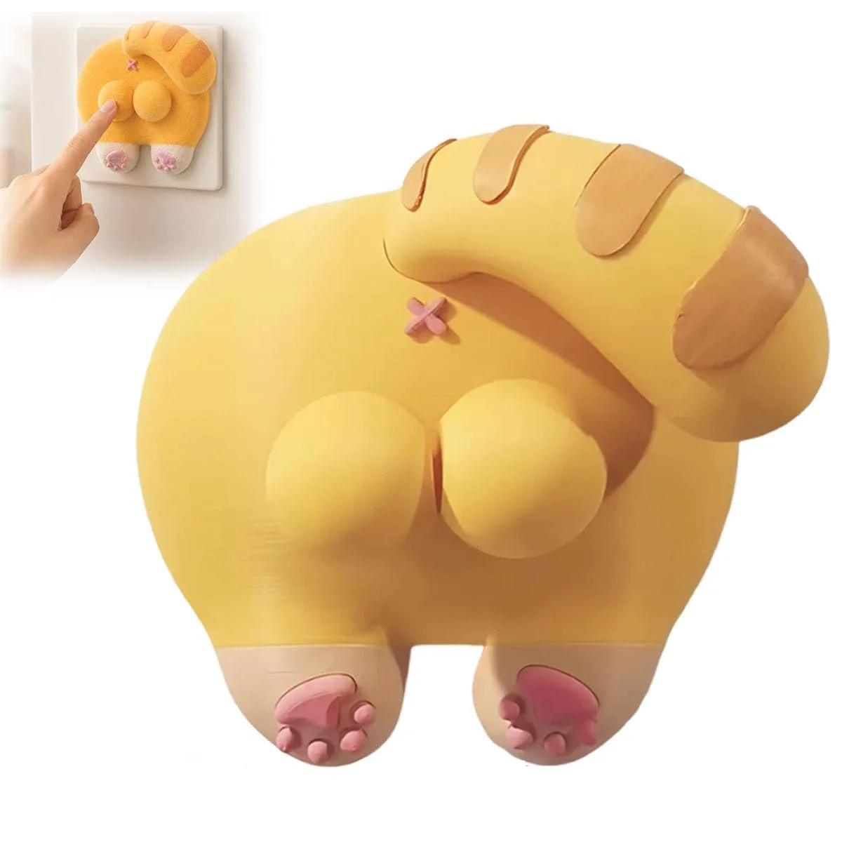 New Creative Cat Butt Light Switch Cover, Funny 3D Printed Balls Double Rocker Plate | Novelty Cat Shaped Decorative Panel Cover