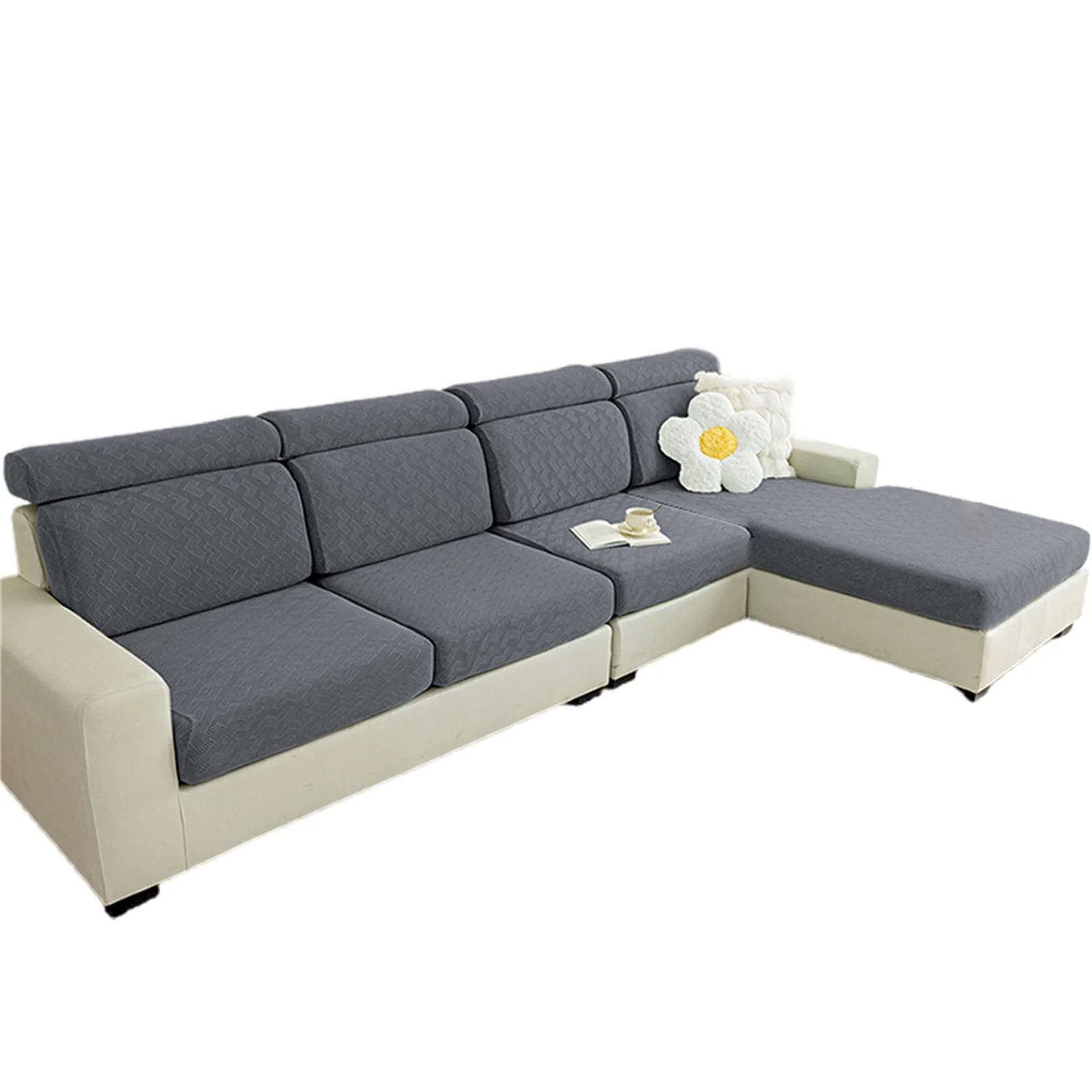 Sectional Couch Covers Stripe Texture Wear-Resistant Super Stretch Non Slip Washable Sofa Slipcovers