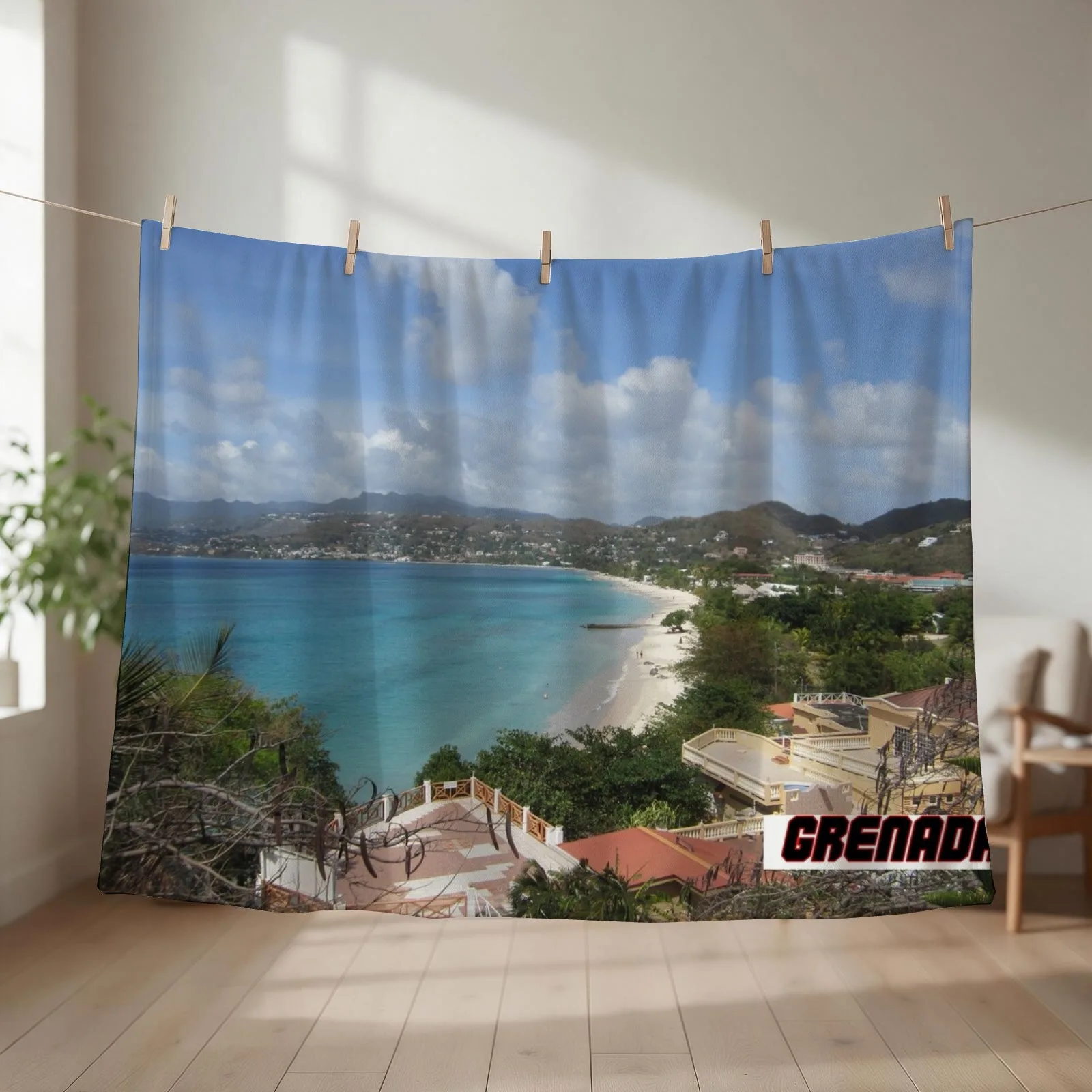 Grenada's Beautiful Shore Line Throw Blanket Heavy Blankets Sofas Of Decoration Soft Beds Plaid Blankets