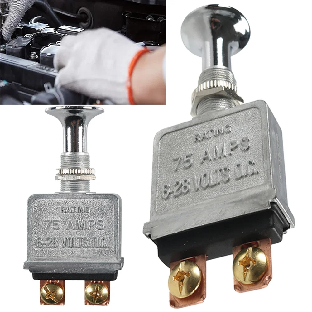 Heavy Duty Push-Pull Switch On/Off 75 AMP Heavy Duty Switch DC 6-28V 2 Terminals for Trucks/ Hot Rods/ Boat/Race Car